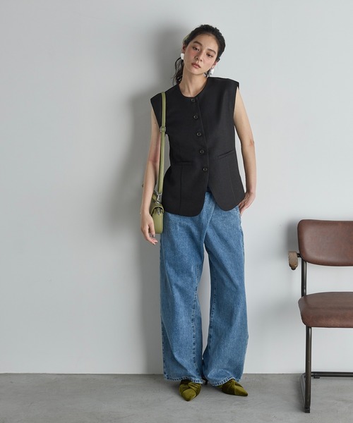 THE YOn（ザヨン）の「サマージャガードフレンチスリーブベスト（ベスト・レディース・アイボリー/ブラック/オリーブ・FREE）」の17枚目の写真