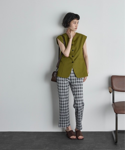 THE YOn（ザヨン）の「サマージャガードフレンチスリーブベスト（ベスト・レディース・アイボリー/ブラック/オリーブ・FREE）」の8枚目の写真