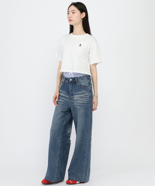 ALAND（エーランド）の「ALAND／Aロゴクロップド半袖T（Tシャツ/カットソー・レディース・ブラック/ホワイト・SMALL/LARGE）」の22枚目の写真