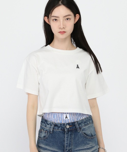 ALAND（エーランド）の「ALAND／Aロゴクロップド半袖T（Tシャツ/カットソー・レディース・ブラック/ホワイト・SMALL/LARGE）」の20枚目の写真