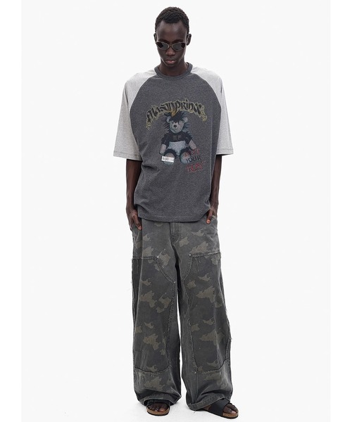 MASONPRINCE(メイソンプリンス)の「オーバーサイズ パンクベアー ラグラン Tシャツ DT4356【MASONPRINCE】(Tシャツ/カットソー・メンズ・ホワイト/ダークグレー・L/M/S)」の6枚目の写真