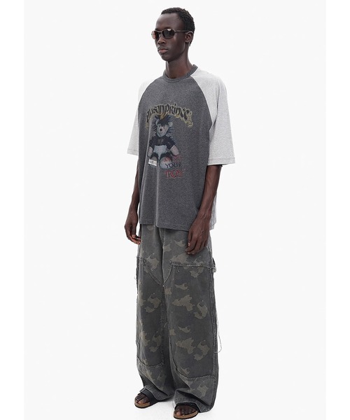 MASONPRINCE(メイソンプリンス)の「オーバーサイズ パンクベアー ラグラン Tシャツ DT4356【MASONPRINCE】(Tシャツ/カットソー・メンズ・ホワイト/ダークグレー・L/M/S)」の7枚目の写真