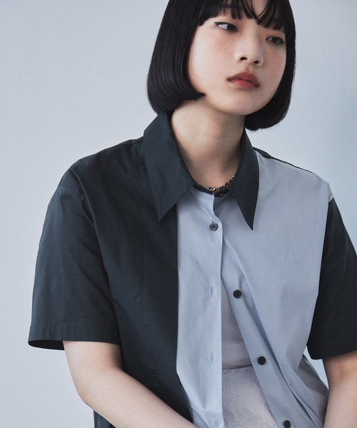 美品】&ellecy アンドエルシー バイカラーブラウス 名品リバイバル