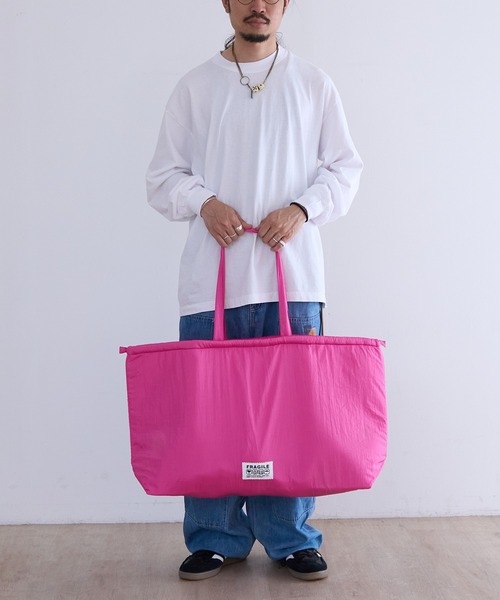 1/2 HALF(ニブンノイチハーフ)の「1/2HALF NYLON PUFF BIG TOTE(トートバッグ・メンズ・ネイビー/イエロー/パープル/ホワイト/レッド/ブラック/スカイブルー/オリーブ/カーキ/イエロー系その他/ピンク/グレー/ライトピンク/エメラルド・FREE)」の15枚目の写真