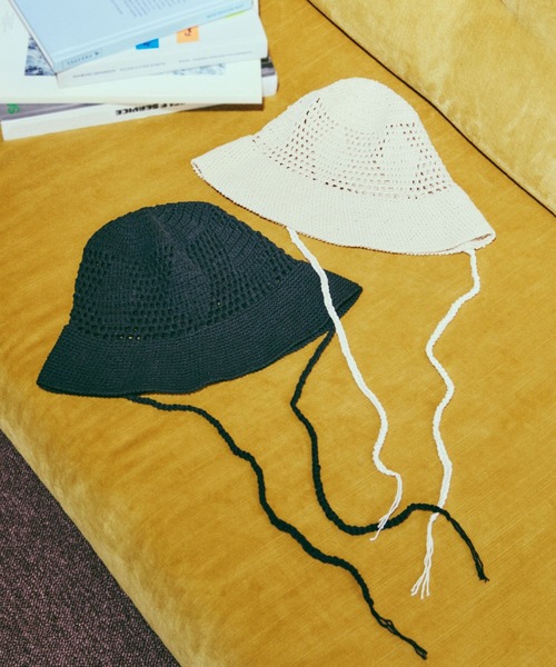 tiny tiny（ティニーティニー）の「クロシェ紐付きハット[tiny tiny(ティニーティニー)]（ハット・レディース・ブラック/ナチュラル・0）」の3枚目の写真