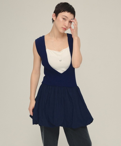 eL(エル)の「【eL】12G Balloon Mini One-piece/570735(ワンピース・レディース・ブラック/ネイビー・FREE)」の1枚目の写真