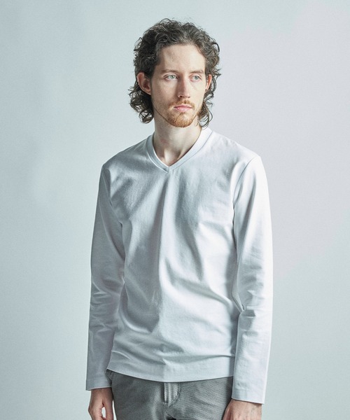 MEN'S BIGI(メンズビギ)の「【ACTIVE TAILOR/アクティブテイラー】シルケットスムースVネック長袖Tシャツ(Tシャツ/カットソー・メンズ・ホワイト/ブラック/ブルー/ブラウン・04/03/02/01/05)」の14枚目の写真