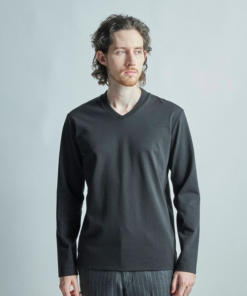 MEN'S BIGI(メンズビギ)の「【ACTIVE TAILOR/アクティブテイラー】シルケットスムースVネック長袖Tシャツ(Tシャツ/カットソー・メンズ・ホワイト/ブラック/ブルー/ブラウン・04/03/02/01/05)」の20枚目の写真