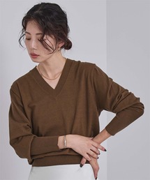 ニット/セーター（ブラウン/茶色系・Vネック）ファッション通販