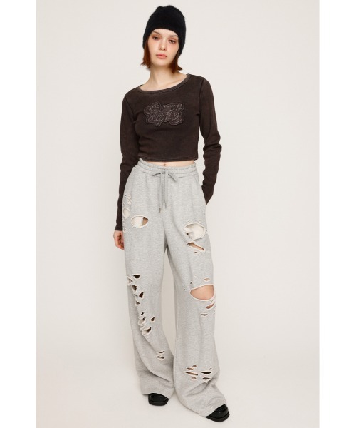 SLY（スライ）の「FRONT PATCH RIB TOPS フロント パッチ リブトップス 秋服（Tシャツ/カットソー・レディース・ブラック/ベージュ/パープル/レッド・FREE）」の5枚目の写真