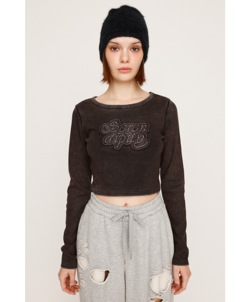 SLY（スライ）の「FRONT PATCH RIB TOPS フロント パッチ リブトップス 秋服（Tシャツ/カットソー・レディース・ブラック/ベージュ/パープル/レッド・FREE）」の7枚目の写真