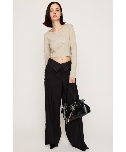 SLY（スライ）の「FRONT PATCH RIB TOPS フロント パッチ リブトップス 秋服（Tシャツ/カットソー・レディース・ブラック/ベージュ/パープル/レッド・FREE）」の9枚目の写真