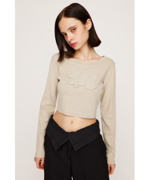 SLY（スライ）の「FRONT PATCH RIB TOPS フロント パッチ リブトップス 秋服（Tシャツ/カットソー・レディース・ブラック/ベージュ/パープル/レッド・FREE）」の8枚目の写真