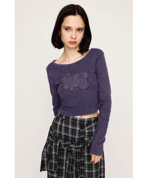 SLY（スライ）の「FRONT PATCH RIB TOPS フロント パッチ リブトップス 秋服（Tシャツ/カットソー・レディース・ブラック/ベージュ/パープル/レッド・FREE）」の11枚目の写真