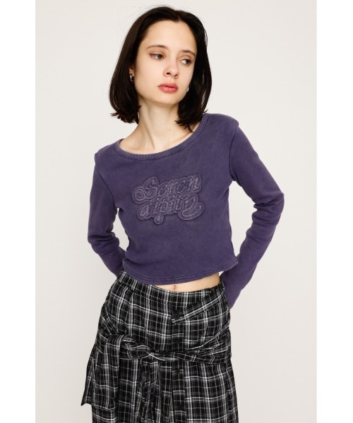 SLY（スライ）の「FRONT PATCH RIB TOPS フロント パッチ リブトップス 秋服（Tシャツ/カットソー・レディース・ブラック/ベージュ/パープル/レッド・FREE）」の13枚目の写真