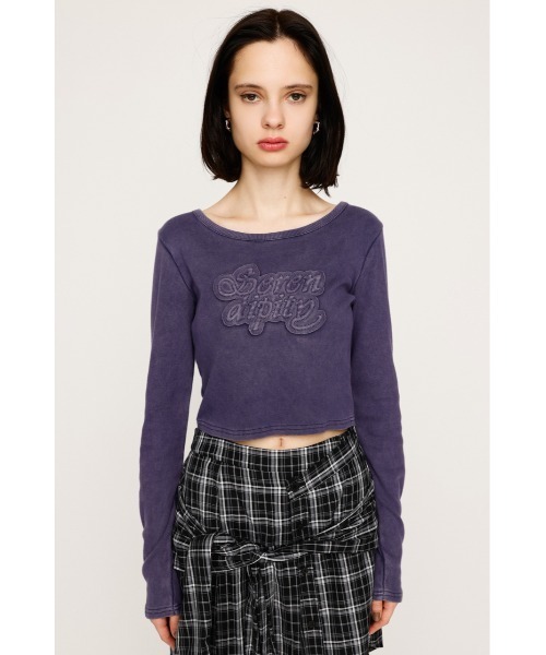 SLY（スライ）の「FRONT PATCH RIB TOPS フロント パッチ リブトップス 秋服（Tシャツ/カットソー・レディース・ブラック/ベージュ/パープル/レッド・FREE）」の14枚目の写真