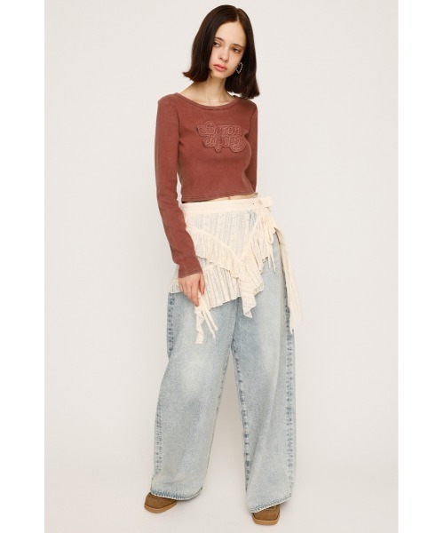 SLY（スライ）の「FRONT PATCH RIB TOPS フロント パッチ リブトップス 秋服（Tシャツ/カットソー・レディース・ブラック/ベージュ/パープル/レッド・FREE）」の17枚目の写真