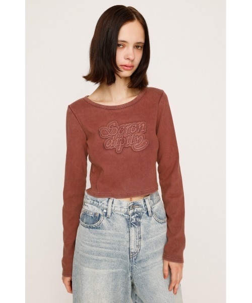 SLY（スライ）の「FRONT PATCH RIB TOPS フロント パッチ リブトップス 秋服（Tシャツ/カットソー・レディース・ブラック/ベージュ/パープル/レッド・FREE）」の16枚目の写真