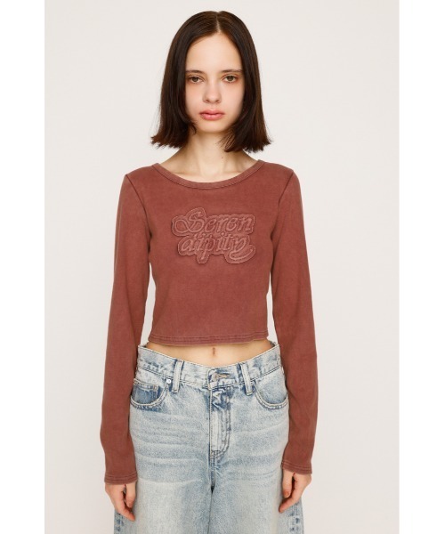 SLY（スライ）の「FRONT PATCH RIB TOPS フロント パッチ リブトップス 秋服（Tシャツ/カットソー・レディース・ブラック/ベージュ/パープル/レッド・FREE）」の18枚目の写真