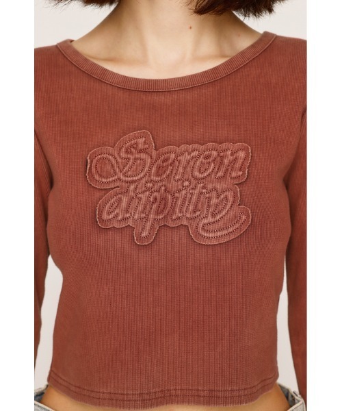 SLY（スライ）の「FRONT PATCH RIB TOPS フロント パッチ リブトップス 秋服（Tシャツ/カットソー・レディース・ブラック/ベージュ/パープル/レッド・FREE）」の21枚目の写真