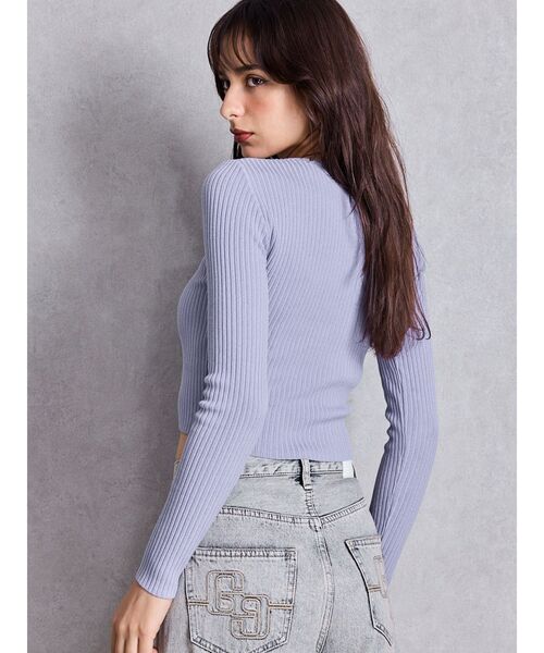 GYDA(ジェイダ)の「【新色追加】GD bijou MOLD ニットトップス(ニット/セーター・レディース・オフホワイト/グレー/ブラック/パープル/ネイビー/ピンク・FREE)」の19枚目の写真