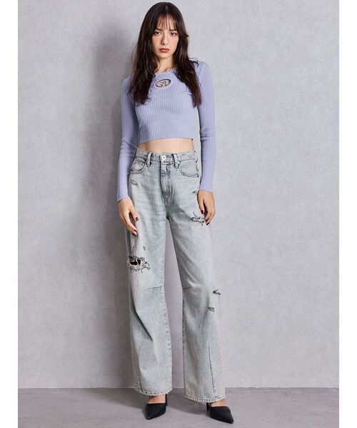 GYDA(ジェイダ)の「【新色追加】GD bijou MOLD ニットトップス(ニット/セーター・レディース・オフホワイト/グレー/ブラック/パープル/ネイビー/ピンク・FREE)」の20枚目の写真