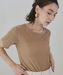 シアー」に該当するトップス（ベージュ系・半袖）ファッション通販