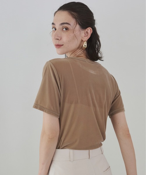 ANGIE(アンジー)の「シアー ベロア Tシャツ / 半袖(Tシャツ/カットソー・レディース・ブラウン/ベージュ/グレー・MEDIUM/LARGE)」の19枚目の写真