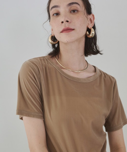 ANGIE(アンジー)の「シアー ベロア Tシャツ / 半袖(Tシャツ/カットソー・レディース・ブラウン/ベージュ/グレー・MEDIUM/LARGE)」の20枚目の写真