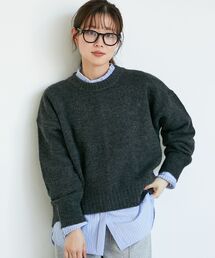 《WEB限定アイテム》ウォッシャブルワイドクルーネックニット