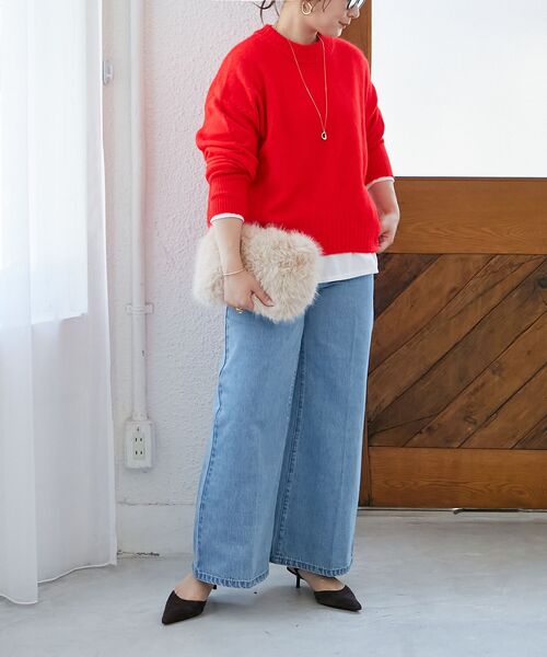 le.coeur blanc（ルクールブラン）の「《WEB限定アイテム》ウォッシャブルワイドクルーネックニット（ニット/セーター・レディース・レッド/ブルー/キャメル/オフホワイト/チャコールグレー・38）」の15枚目の写真