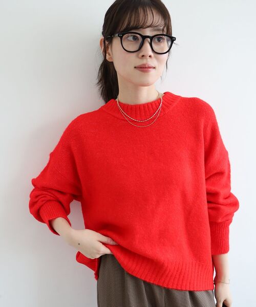 le.coeur blanc（ルクールブラン）の「《WEB限定アイテム》ウォッシャブルワイドクルーネックニット（ニット/セーター・レディース・レッド/ブルー/キャメル/オフホワイト/チャコールグレー・38）」の9枚目の写真