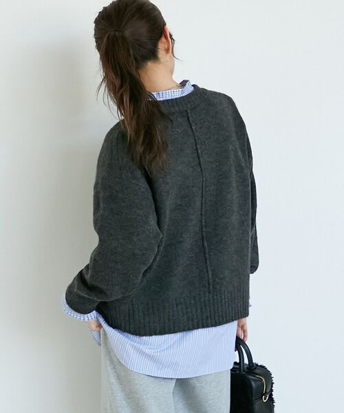 le.coeur blanc（ルクールブラン）の「《WEB限定アイテム》ウォッシャブルワイドクルーネックニット（ニット/セーター・レディース・レッド/ブルー/キャメル/オフホワイト/チャコールグレー・38）」の22枚目の写真