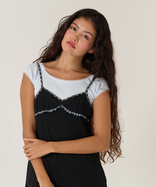 TINA:JOJUN(ティーナジョジュン)の「アイレット コンパクト Tシャツ TINA:JOJUN(Tシャツ/カットソー・レディース・サックスブルー/ネイビー/ホワイト/ホワイト系その他/ピンク・M)」の7枚目の写真