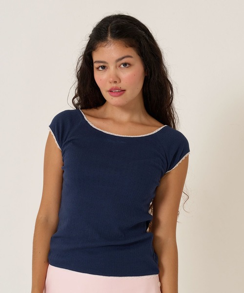 TINA:JOJUN(ティーナジョジュン)の「アイレット コンパクト Tシャツ TINA:JOJUN(Tシャツ/カットソー・レディース・サックスブルー/ネイビー/ホワイト/ホワイト系その他/ピンク・M)」の14枚目の写真