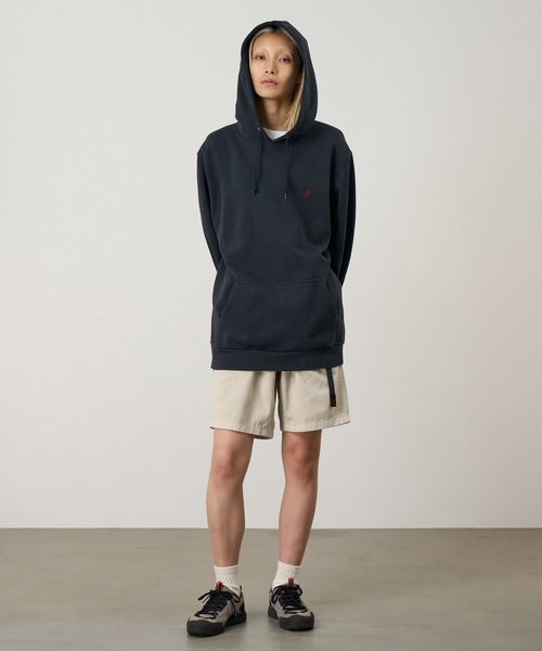 Gramicci（グラミチ）の「ONE POINT HOODED SWEATSHIRT｜ワンポイントフーデッドスウェットシャツ Gramicci グラミチ（スウェット・メンズ・ヘザーグレー/ダークブラウン系/ダークネイビー/オレンジ/グレー系その他/ブラック系その他/レッド・S/M/L/XL/XXL）」の9枚目の写真