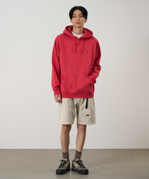 Gramicci（グラミチ）の「ONE POINT HOODED SWEATSHIRT｜ワンポイントフーデッドスウェットシャツ Gramicci グラミチ（スウェット・メンズ・ヘザーグレー/ダークブラウン系/ダークネイビー/オレンジ/グレー系その他/ブラック系その他/レッド・S/M/L/XL/XXL）」の12枚目の写真