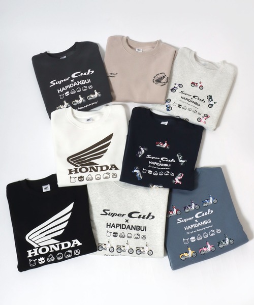 sanrio（サンリオ）の「HONDA×sanrio/ホンダ×サンリオ 『はぴだんぶい』『スーパーカブ』コラボプリントレーナー レディース メンズ（スウェット・メンズ・ホワイト/ブルー系その他2/グレー系その他/グレイッシュベージュ/ブラック/アッシュグレー/ブルー系その他/ネイビー・L/M/LL）」の9枚目の写真