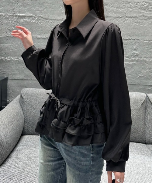 Ada.（エイダ）の「ヘム ティアードフリル シャツ ブラウス（シャツ/ブラウス・レディース・ブラック/ライトブルー/ホワイト・FREE）」の11枚目の写真