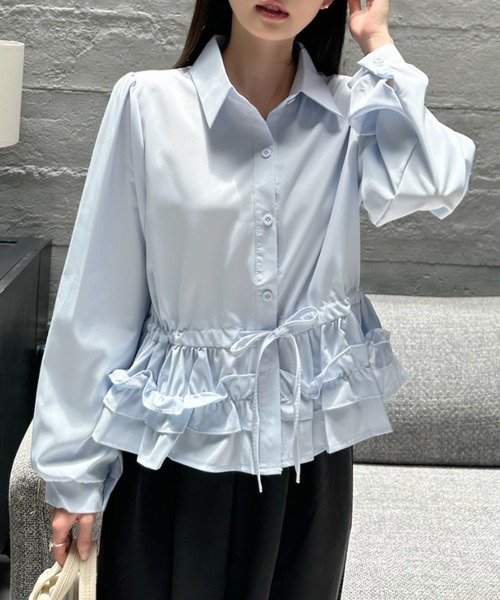 Ada.（エイダ）の「ヘム ティアードフリル シャツ ブラウス（シャツ/ブラウス・レディース・ブラック/ライトブルー/ホワイト・FREE）」の17枚目の写真
