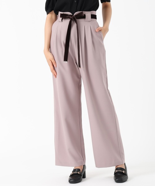 セール】2025秋冬新作 ベロアリボン2タックワイドパンツ（その他パンツ