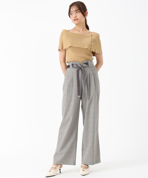 MISCH MASCH(ミッシュマッシュ)の「ベロアリボン2タックワイドパンツ(その他パンツ・レディース・ライトグレー/ブラック×ホワイト/ピンク・M/S)」の21枚目の写真