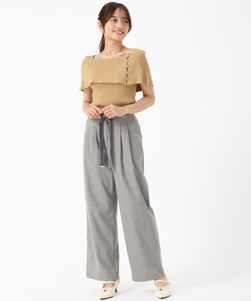 MISCH MASCH(ミッシュマッシュ)の「ベロアリボン2タックワイドパンツ(その他パンツ・レディース・ライトグレー/ブラック×ホワイト/ピンク・M/S)」の19枚目の写真