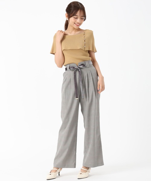 MISCH MASCH(ミッシュマッシュ)の「ベロアリボン2タックワイドパンツ(その他パンツ・レディース・ライトグレー/ブラック×ホワイト/ピンク・M/S)」の20枚目の写真