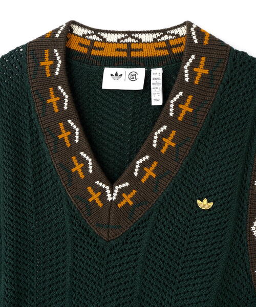 adidas(アディダス)の「adidas Originals×CLOT/アディダスオリジナルス×クロット/KNIT VEST(ベスト・メンズ・ダークグリーン系・M/L/XL)」の3枚目の写真