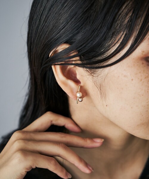ピアス カラーパール アシンメトリー（ピアス（両耳用））｜Jouete