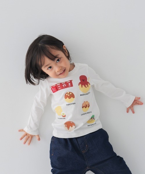 CHEEK ROOM（チークルーム）の「CHEEK ROOM/チークルーム たこ焼き　ロングＴシャツ（Tシャツ/カットソー・キッズ・オフホワイト/ブルー/ピンク・80ｃｍ/90cm/100cm/110cm/120cm/130cm）」の6枚目の写真
