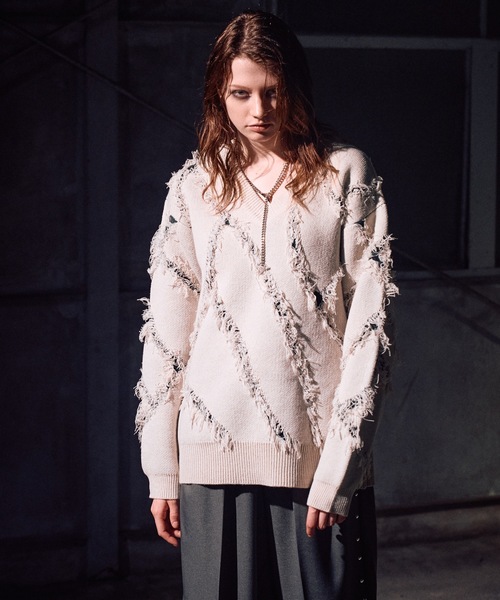 CASPER JOHN(キャスパージョン)の「Slash crash knit / スラッシュクラッシュニット(ニット/セーター・メンズ・ブラウン/ブラック/アイボリー・LARGE/MEDIUM/SMALL/X-SMALL)」の8枚目の写真