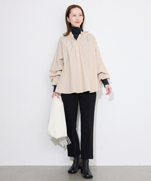 SLOBE IENA(スローブイエナ)の「《追加》タイプライターフリルカラーブラウス(シャツ/ブラウス・レディース・ホワイト/ベージュ系その他/サックスブルー・FREE)」の16枚目の写真