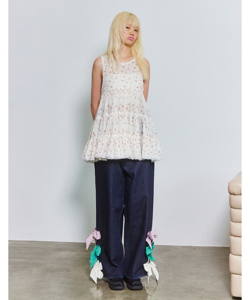 Little sunny bite(リトルサニーバイト)の「《little sunny bite》original floral tulle dress(ワンピース・レディース・ピンク/ホワイト・SMALL/MEDIUM)」の1枚目の写真